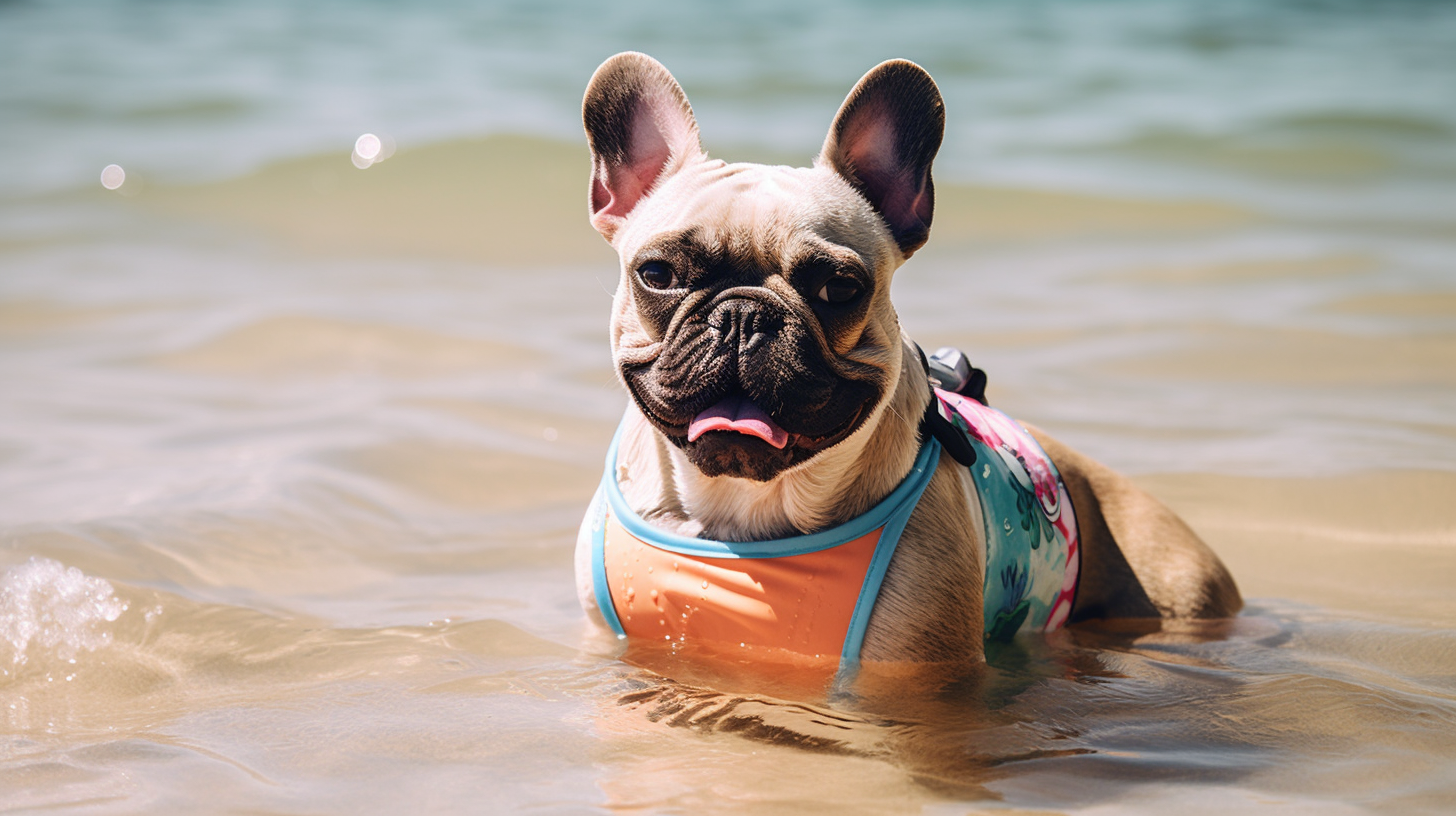 French bulldog shop with beach ball