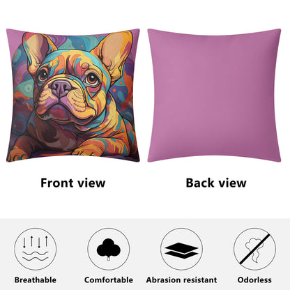 Vibrantly Colorful Frenchies Lovers Pillow Cover