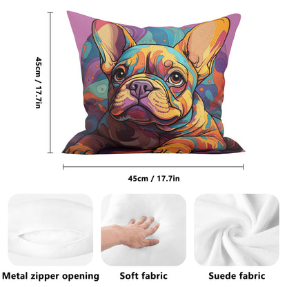 Vibrantly Colorful Frenchies Lovers Pillow Cover