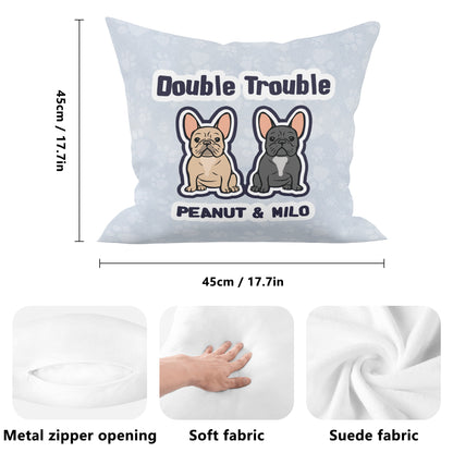 Double Touble - Custom Pillow with Frenchie Name