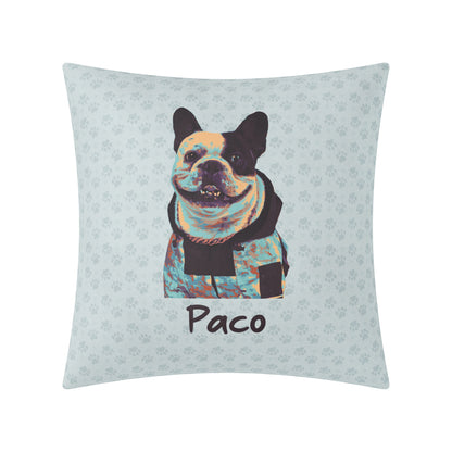 Custom Pillow with Frenchie Photo - Watercolor Style