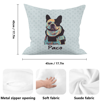 Custom Pillow with Frenchie Photo - Watercolor Style