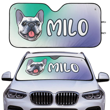 Custom Car Auto Sun Shade with Frenchies Name - Car Auto Sun Shade