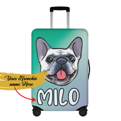 Personalized Luggage Cover  with Frenchie Name - Luggage Cover