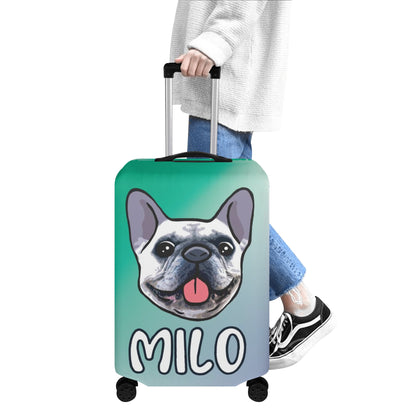 Personalized Luggage Cover  with Frenchie Name - Luggage Cover