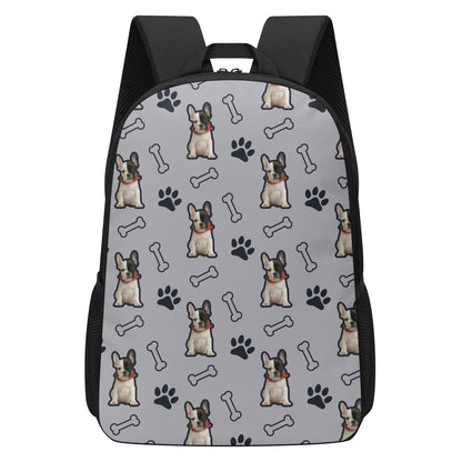 Custom 17 Inch School Backpack with Your French Bulldog Image