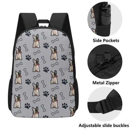 Custom 17 Inch School Backpack with Your French Bulldog Image