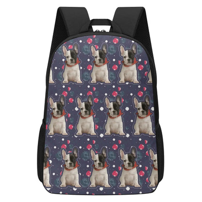 Custom 17 Inch School Backpack with Your French Bulldog Image