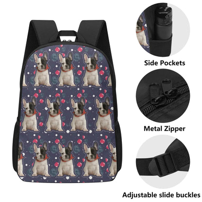 Custom 17 Inch School Backpack with Your French Bulldog Image