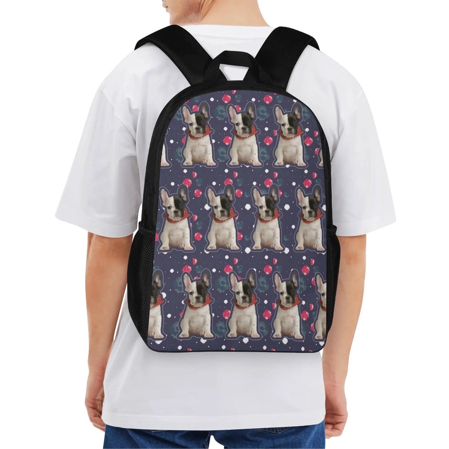 Custom 17 Inch School Backpack with Your French Bulldog Image