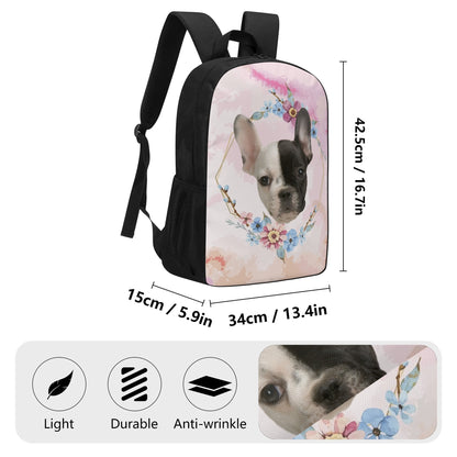 Custom 17 Inch School Backpack with Your French Bulldog Image