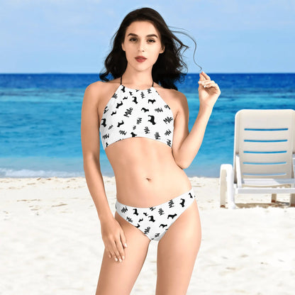 Custom Womens Bikini Sets Swimsuit with French Bulldog Name