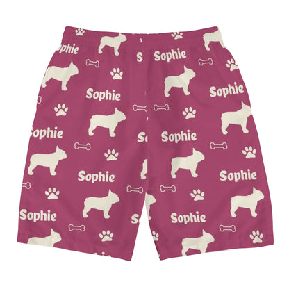 Custom Mens All Over Print Shorts with French Bulldog Name