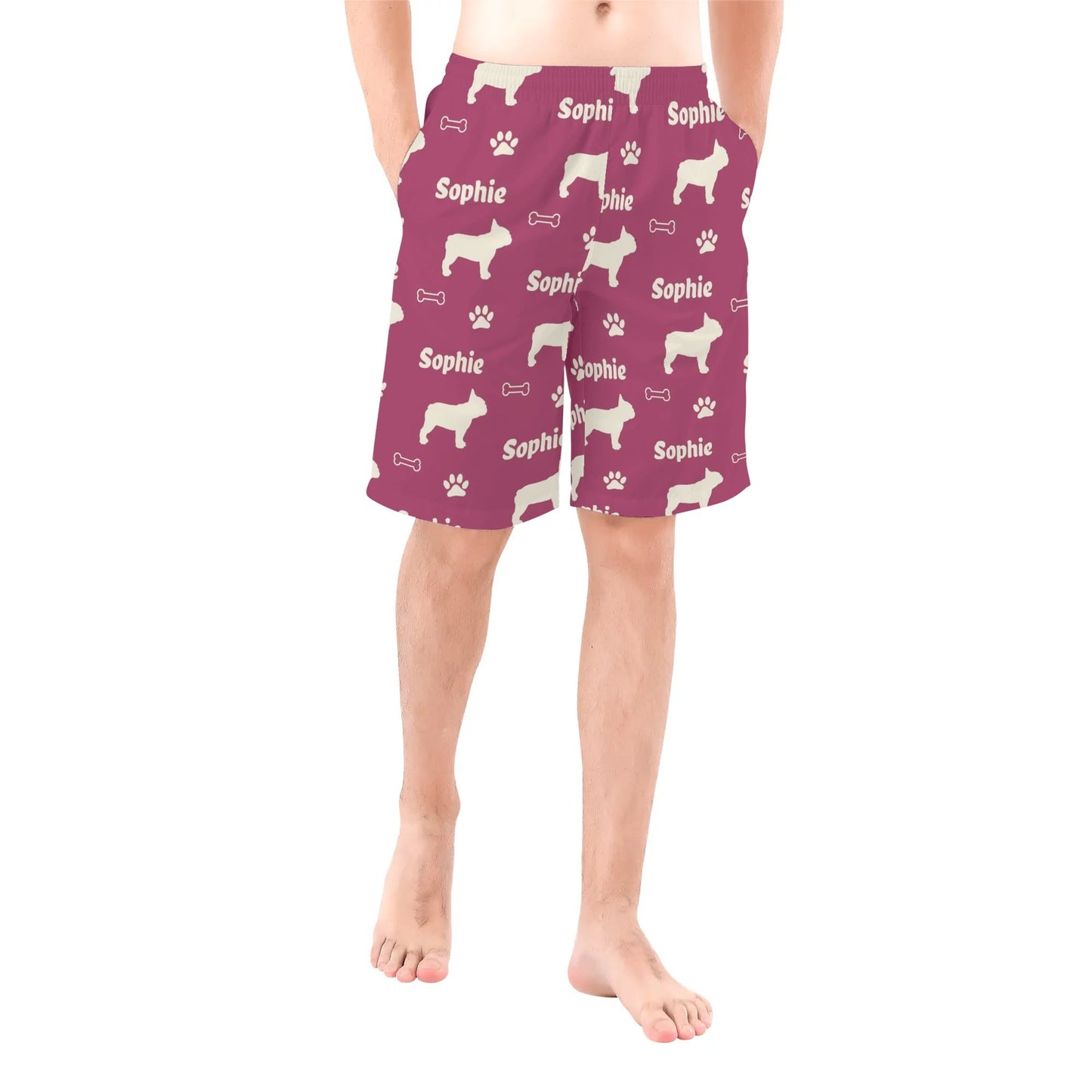 Custom Mens All Over Print Shorts with French Bulldog Name