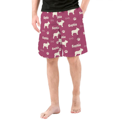 Custom Mens All Over Print Shorts with French Bulldog Name