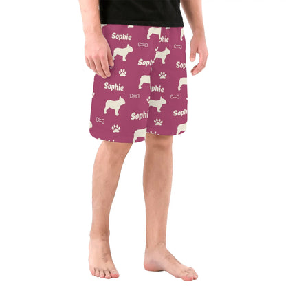 Custom Mens All Over Print Shorts with French Bulldog Name