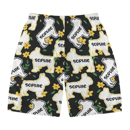 Custom Mens All Over Print Shorts with French Bulldog Name