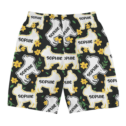 Custom Mens All Over Print Shorts with French Bulldog Name