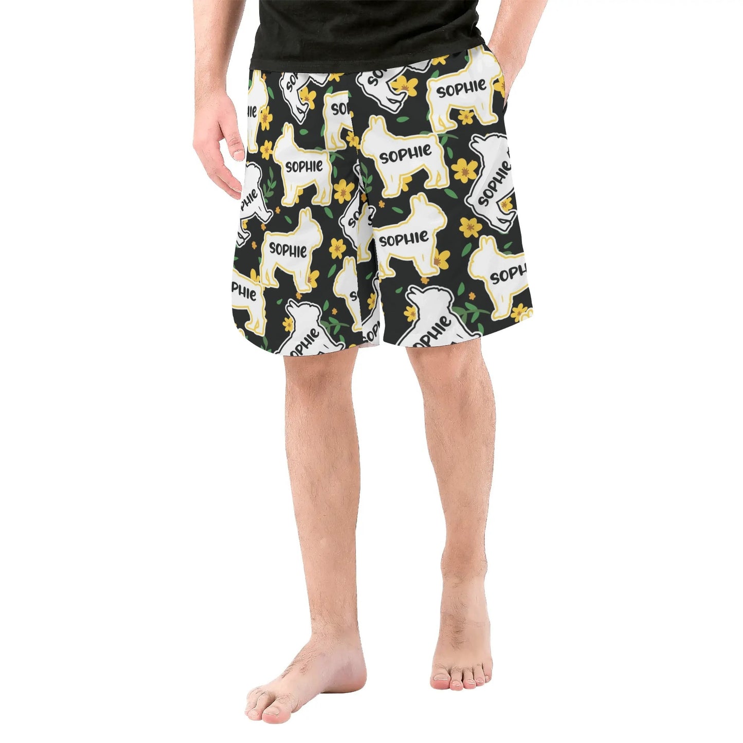 Custom Mens All Over Print Shorts with French Bulldog Name