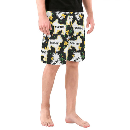 Custom Mens All Over Print Shorts with French Bulldog Name