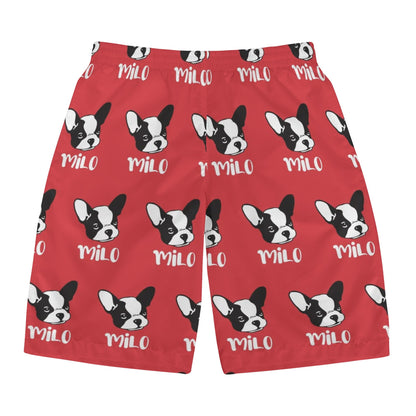 Custom Mens All Over Print Shorts with French Bulldog Name