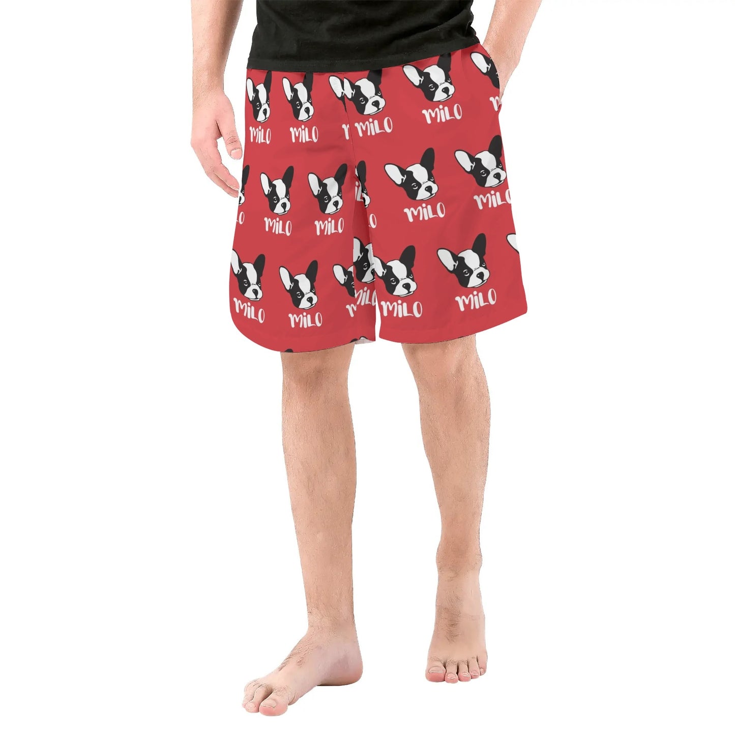 Custom Mens All Over Print Shorts with French Bulldog Name