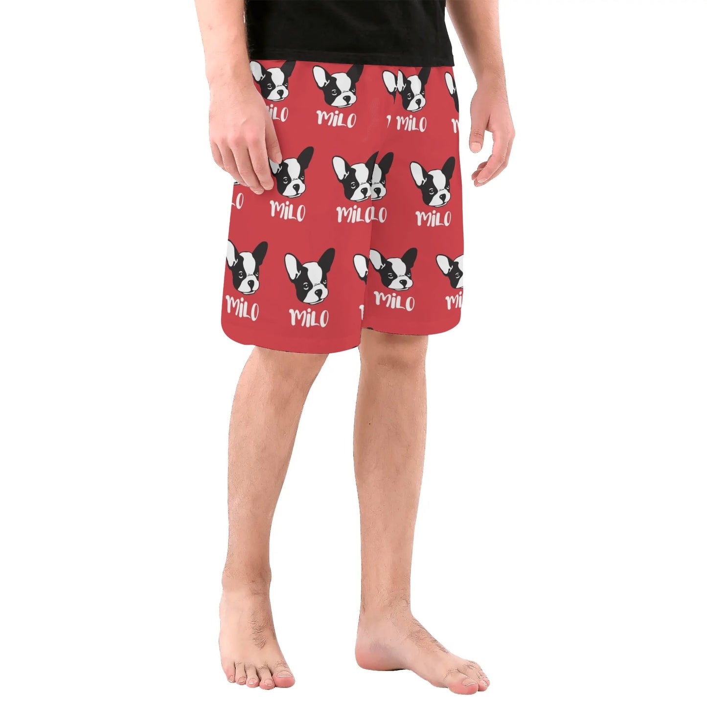 Custom Mens All Over Print Shorts with French Bulldog Name