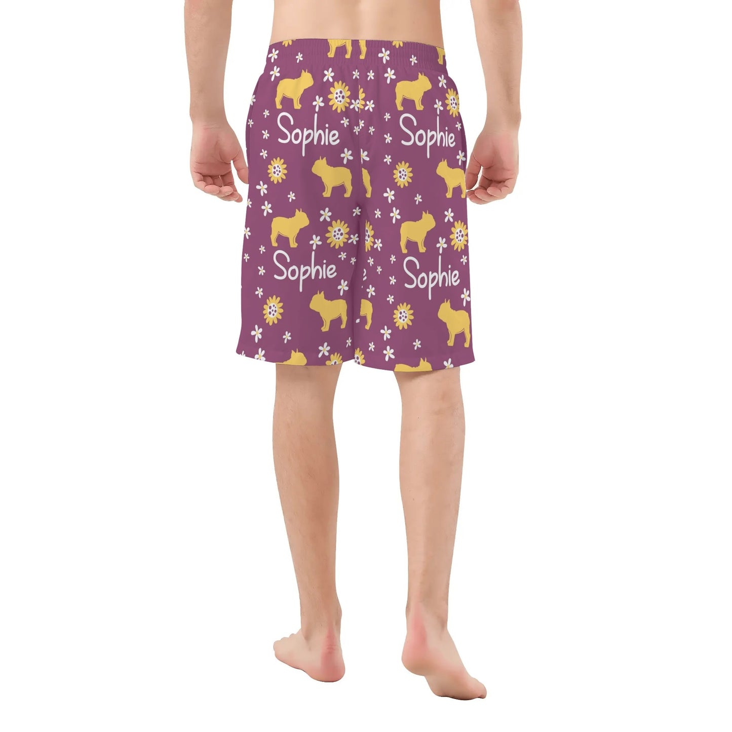 Custom Mens All Over Print Shorts with French Bulldog Name