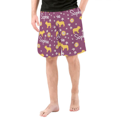 Custom Mens All Over Print Shorts with French Bulldog Name