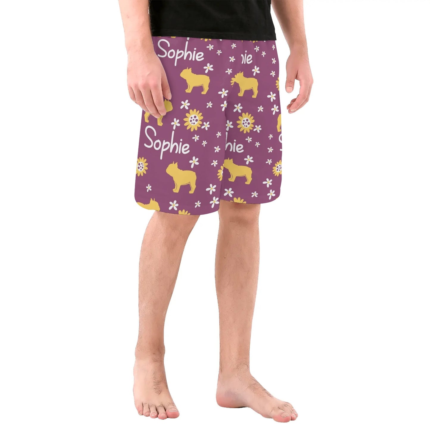 Custom Mens All Over Print Shorts with French Bulldog Name