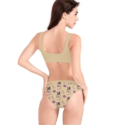 Custom Womens Sport Bikini Swimsuit with French Bulldog Image