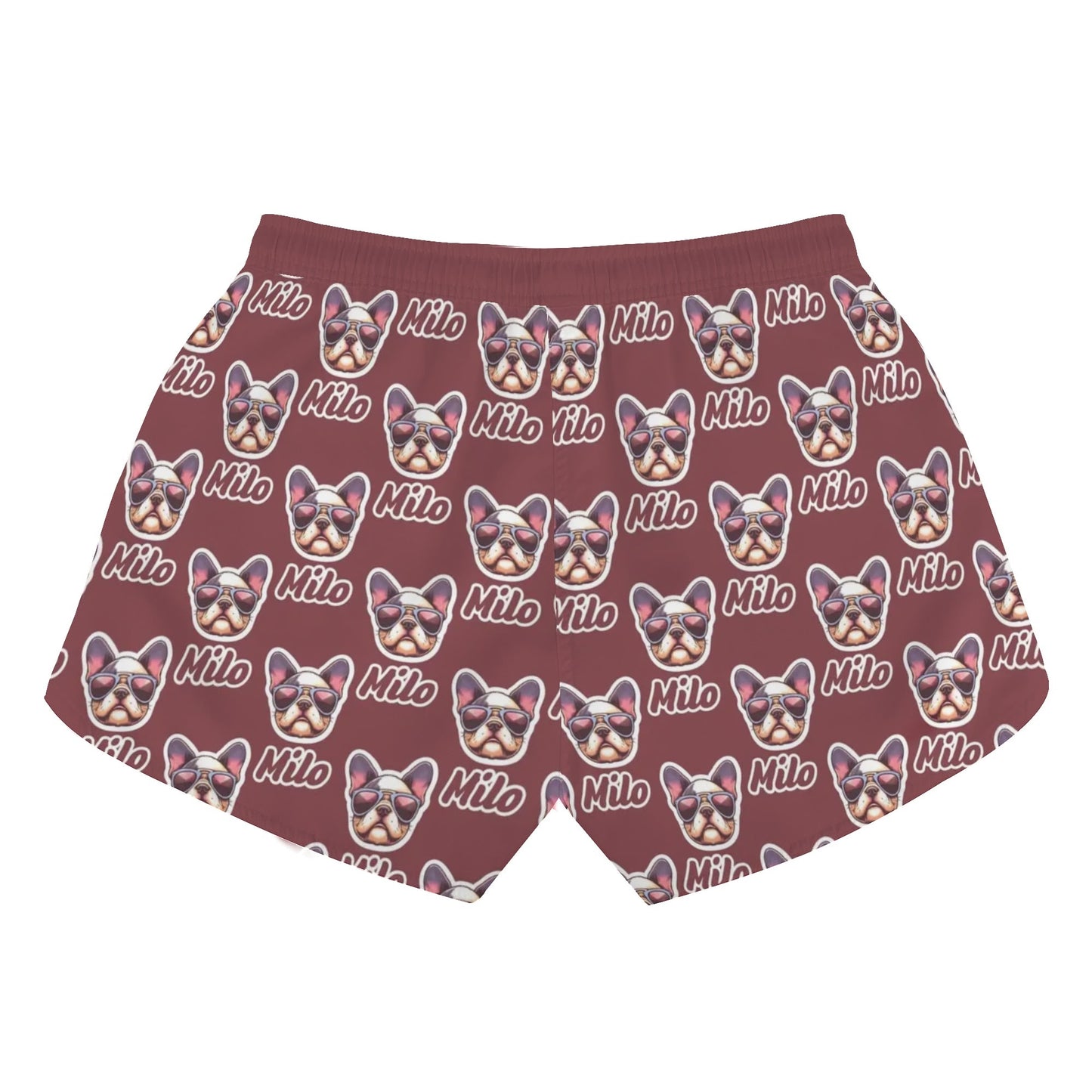 Custom Women's Beach Shorts  with French Bulldog Name