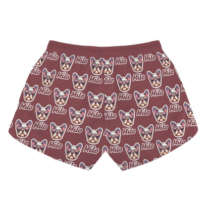 Custom Women's Beach Shorts  with French Bulldog Name