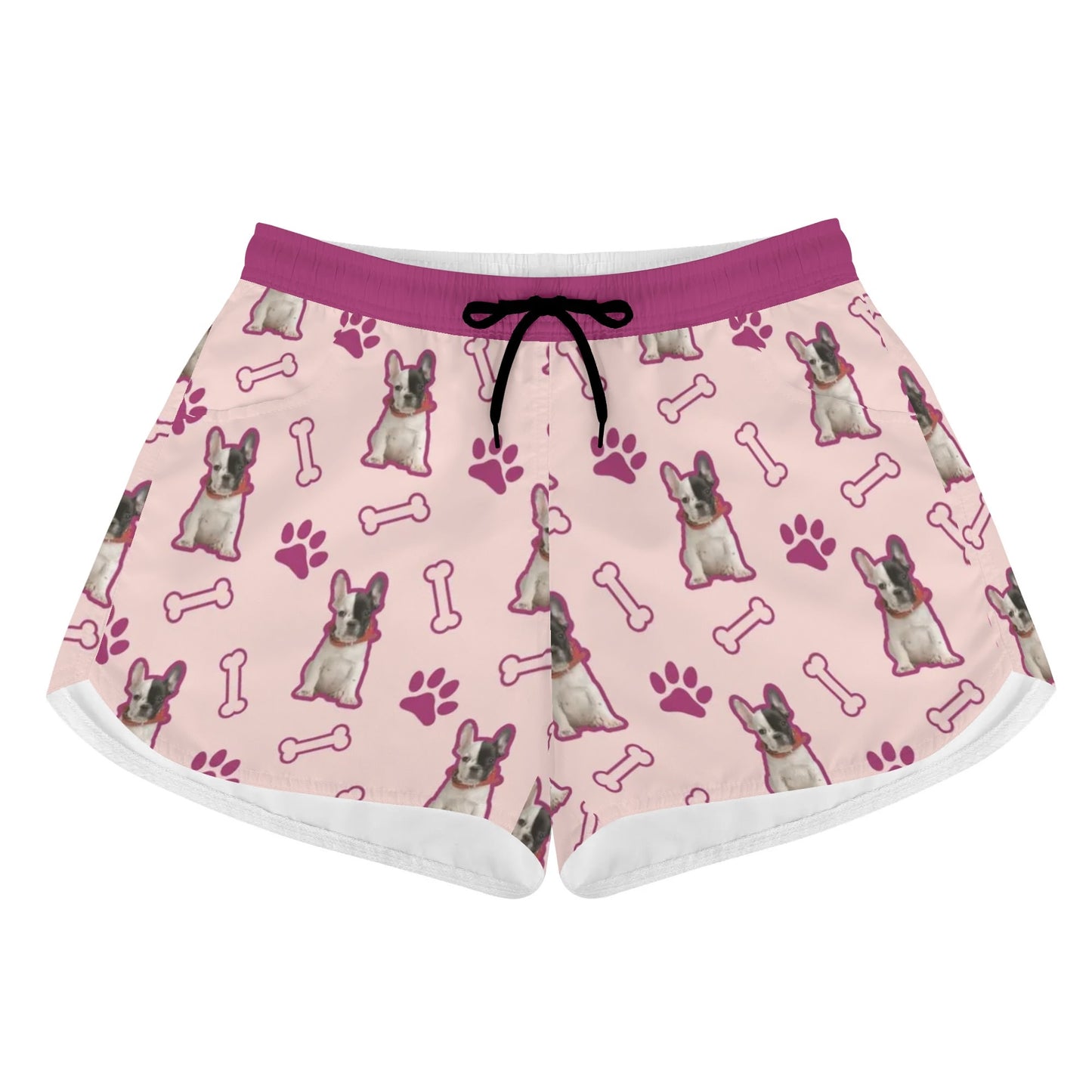 Custom Women's Beach Shorts  with French Bulldog Image