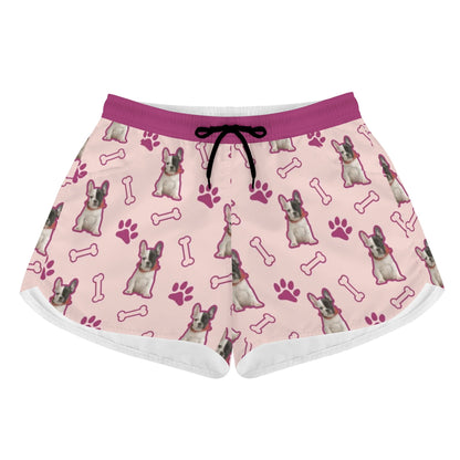 Custom Women's Beach Shorts  with French Bulldog Image