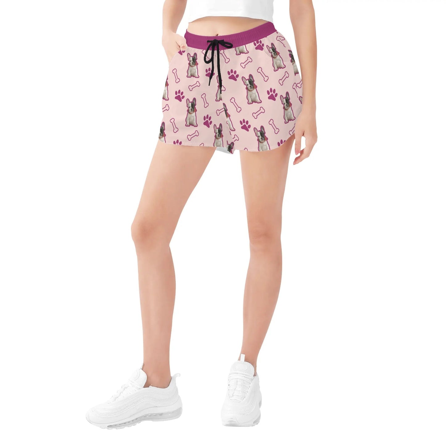 Custom Women's Beach Shorts  with French Bulldog Image