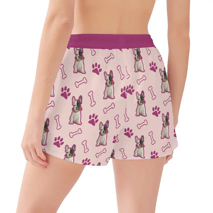 Custom Women's Beach Shorts  with French Bulldog Image