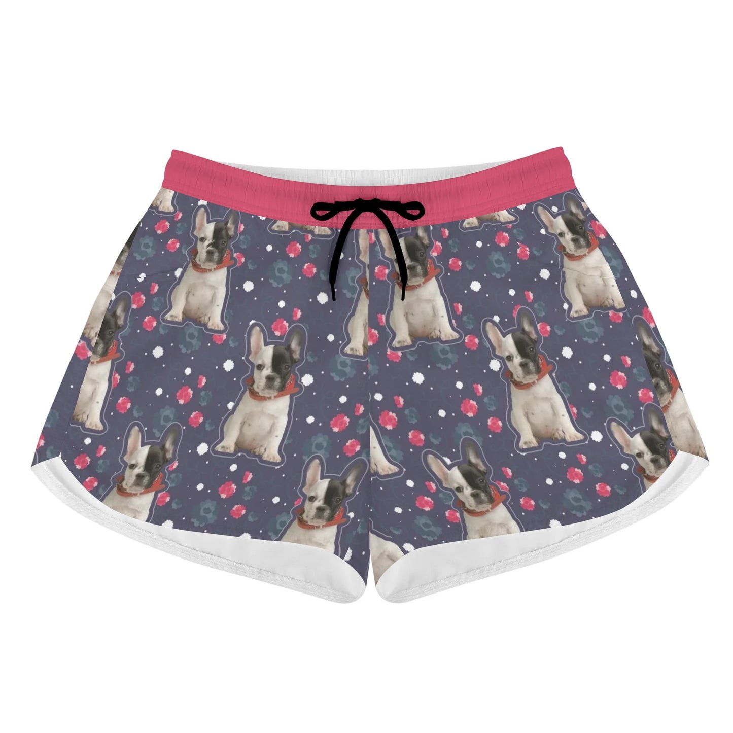 Custom Women's Beach Shorts  with French Bulldog Image