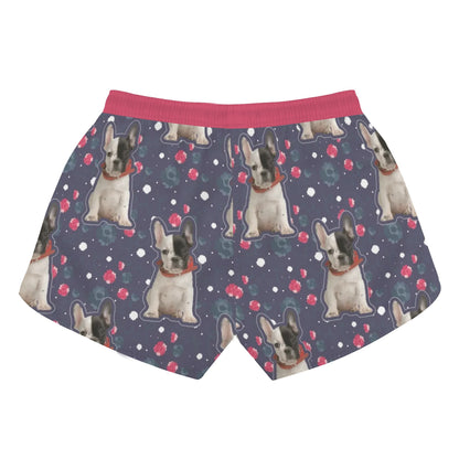 Custom Women's Beach Shorts  with French Bulldog Image