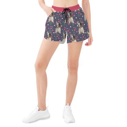 Custom Women's Beach Shorts  with French Bulldog Image