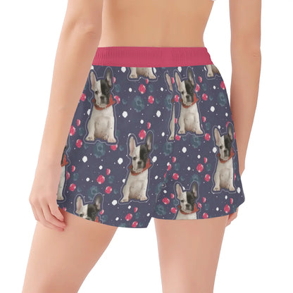 Custom Women's Beach Shorts  with French Bulldog Image