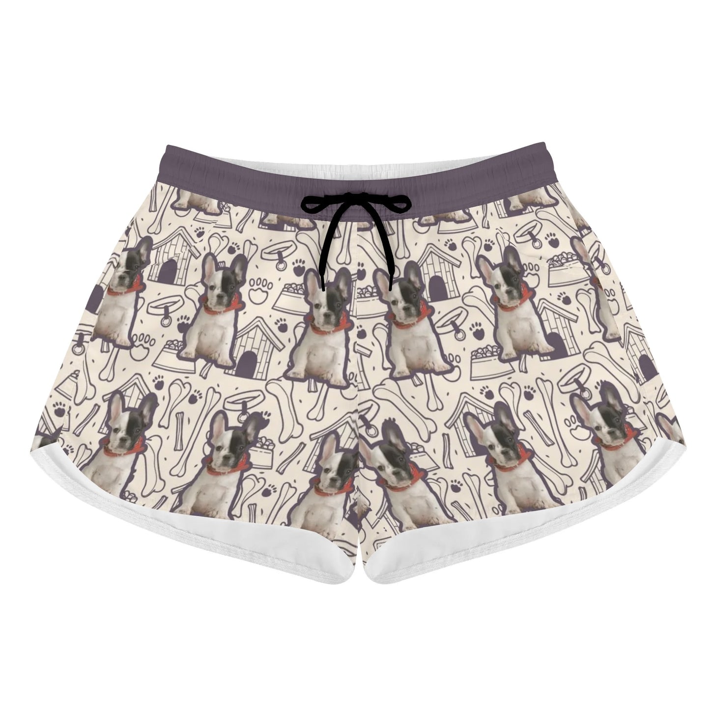 Custom Women's Beach Shorts  with French Bulldog Image