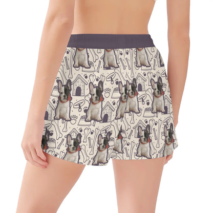 Custom Women's Beach Shorts  with French Bulldog Image