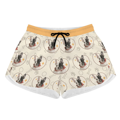 Custom Women's Beach Shorts  with French Bulldog Image