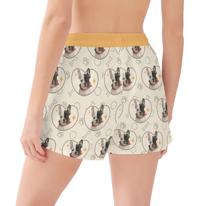 Custom Women's Beach Shorts  with French Bulldog Image