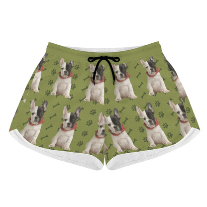 Custom Women's Beach Shorts  with French Bulldog Image