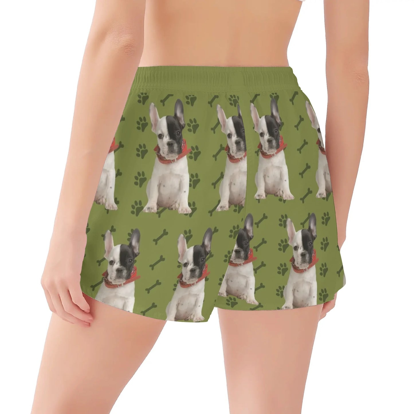 Custom Women's Beach Shorts  with French Bulldog Image