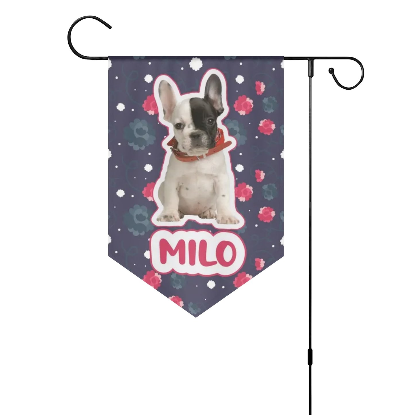 Custom Garden Flag Banner with French Bulldog Name and image