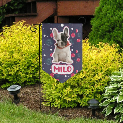 Custom Garden Flag Banner with French Bulldog Name and image