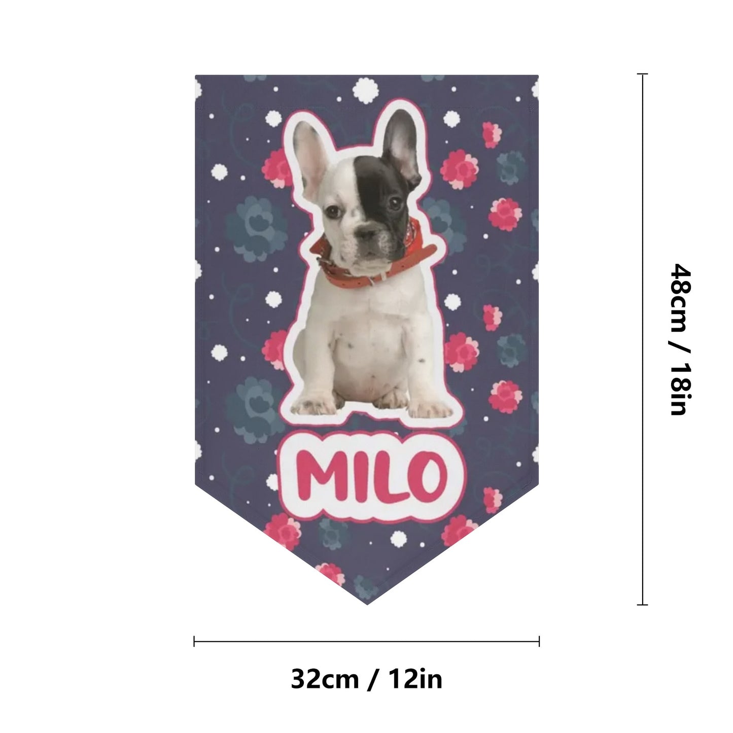 Custom Garden Flag Banner with French Bulldog Name and image